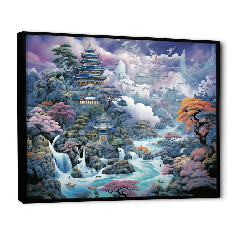 Designart "Asian Art Mystic Landscapes II" Asian Framed Wall Art Prints
